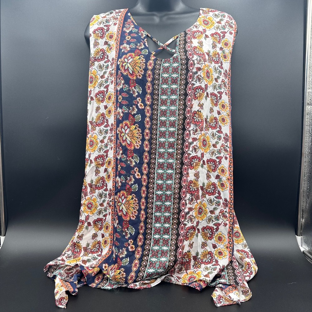 EST. 1946 Floral Boho Top Sleeveless‎ Criss Cross Plus Size 22/24W Fall Autumn